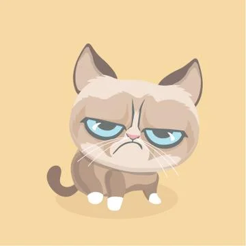Cute grumpy cat. Vector Illustration.. イラスト素材