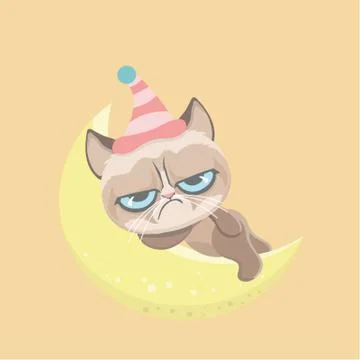 Cute grumpy cat. Vector Illustration.. Illustrazione stock