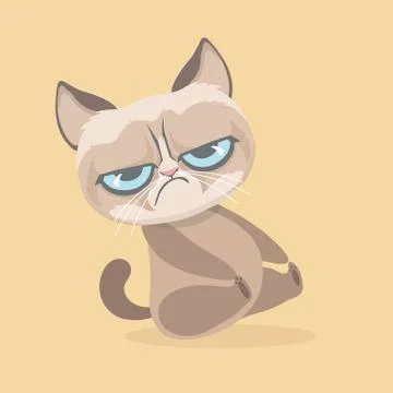 Cute grumpy cat. Vector Illustration.. Illustrazione stock