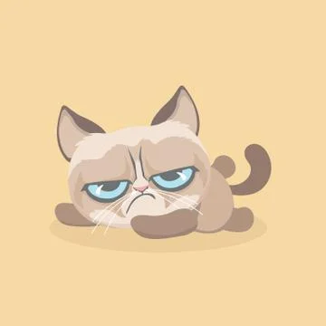 Cute grumpy cat. Vector Illustration.. Illustrazione stock