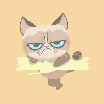 Cute grumpy cat. Vector Illustration.. Illustrazione stock