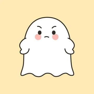 Cute grumpy ghost with furrowed brows Halloween Ilustración de archivo