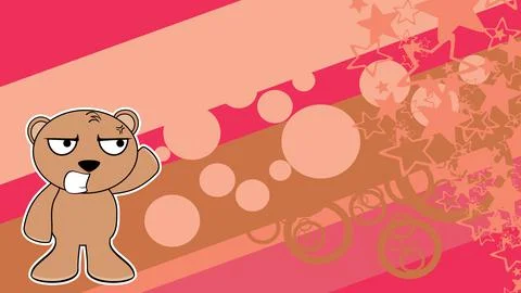 Cute grumpy teddy bear character cartoon background Stock Illustration