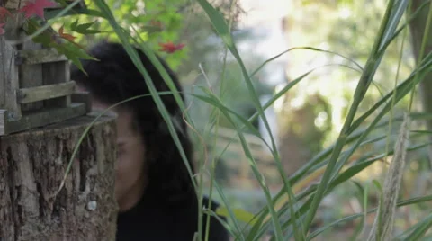Cute guy watching from a distance, Closeup, Long Hair Stock Footage 57083170