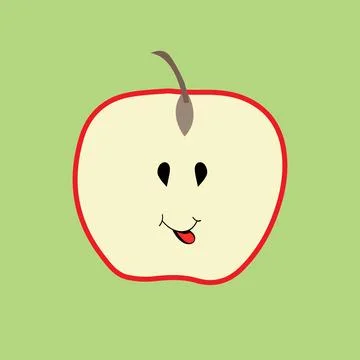 Cute half apple Stock Illustration