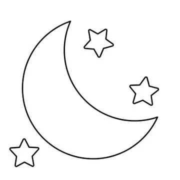 Cute half moon and stars isolated icon Ilustração Stock