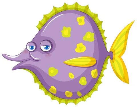 A cute halibut fish on white background Stock Illustration