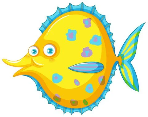 A cute halibut fish on white background Stock Illustration