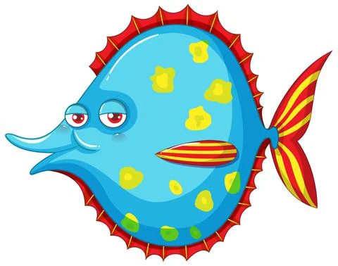 A cute halibut fish on white background Stock Illustration