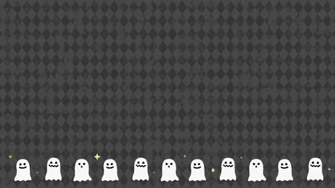 Cute Halloween Argyle Pattern Background with Ghosts, Gray 動画素材 343607952