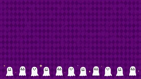 Cute Halloween Argyle Pattern Background with Ghosts, Purple 스톡 동영상 343607954