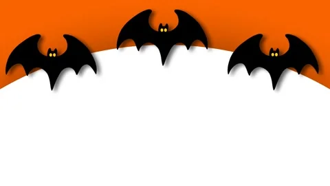 Cute Halloween background frame template with animated black bats flapping .. Stock Footage 346745359