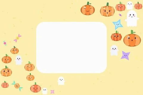 Cute Halloween background with pumpkins ghosts and candy elements 스톡 일러스트