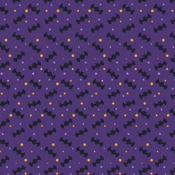 Cute Halloween Bat Seamless Pattern Flat Vector Background 스톡 일러스트