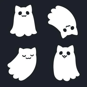 Cute Halloween cat ghosts 스톡 일러스트