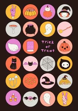 Cute Halloween characters, elements illustration Illustrazione stock