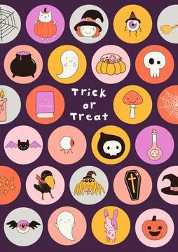 Cute Halloween characters, elements illustration Illustrazione stock