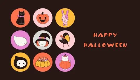 Cute Halloween characters, elements illustration Illustrazione stock