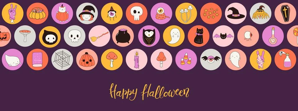 Cute Halloween characters, elements illustration Illustrazione stock