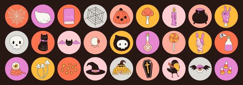Cute Halloween characters, elements illustration Illustrazione stock