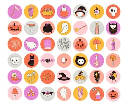 Cute Halloween characters, elements illustration Illustrazione stock
