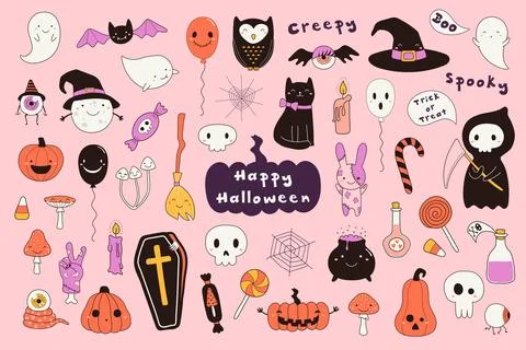 Cute Halloween characters, elements illustration イラスト素材