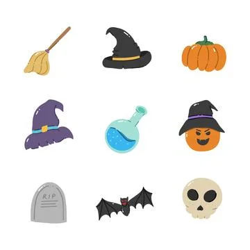 Cute halloween element hand drawn vector illustration Stock Illustration