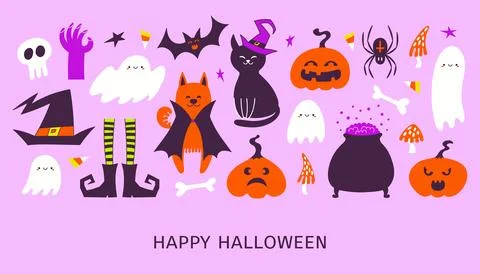 Cute Halloween elements illustration Stock Illustration