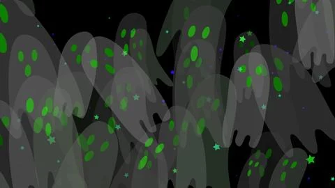 Cute Halloween Ghost Background Wallpaper (Green, Black) Иллюстрация