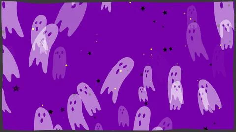 Cute Halloween Ghost Background Wallpaper (Purple, Black) Иллюстрация