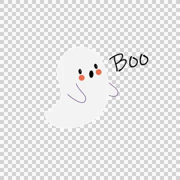 Cute Halloween Ghost with Boo Text Illustration. Stock Illustration