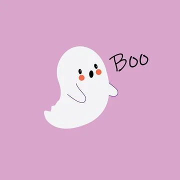 Cute Halloween Ghost with Boo Text Vector Illustration Stock Illustration