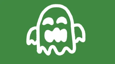Cute halloween ghost hand-drawn cartoon graphic with chalk outline spooky icon Stock Footage 340234715