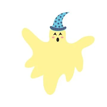 Cute Halloween ghost in a hat. Stock Illustration