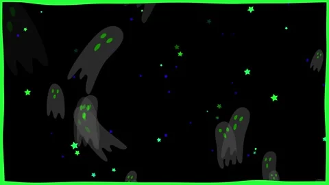 Cute Halloween Ghost Loop Background Animation (Green, Black) Vidéo 341642692