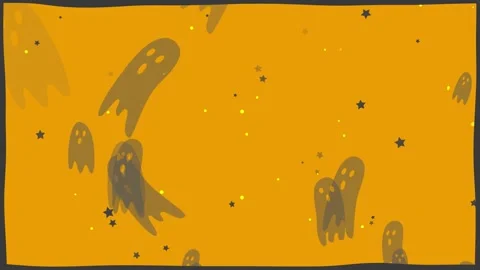 Cute Halloween Ghost Loop Background Animation (Orange, Black) Vidéo 341642700