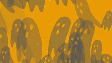 Cute Halloween Ghost Loop Background Animation (Orange, Black) Vídeo Stock 341642706