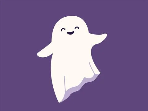 Cute halloween ghost vector illustration. Childish scary boo character for kids 库存插图