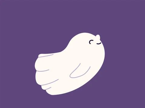 Cute halloween ghost vector illustration. Childish scary boo character for kids Stock Illustration