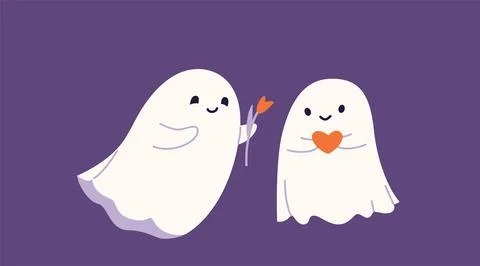 Cute halloween ghost vector illustration. Childish scary boo characters for kids Illustrazione stock