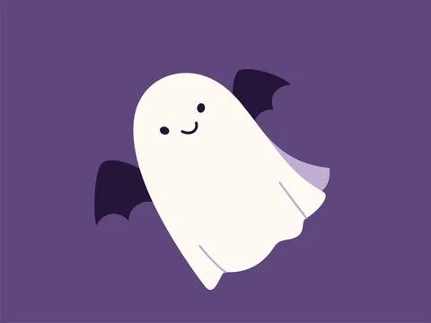Cute halloween ghost vector illustration. Childish scary boo character for kids Stock Illustration