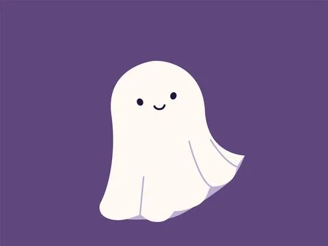 Cute halloween ghost vector illustration. Childish scary boo character for kids Stock Illustration