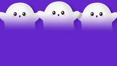 Cute Halloween Ghosts Animation Frame Background With Purple Space For Text. Stock Footage 345124110