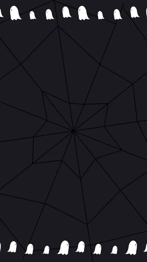 Cute Halloween Ghosts on Black Spider Web Vertical Background Loop Stock Footage 340948327