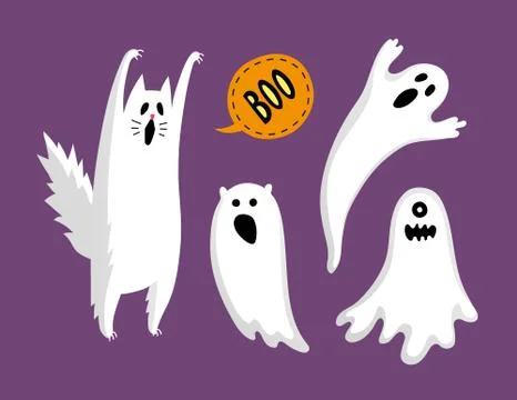 Cute halloween ghosts Stock Illustration