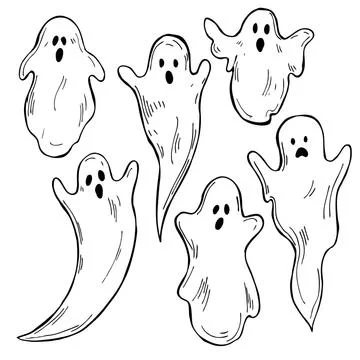 Cute halloween  ghosts.  Vector illustration. Illustrazione stock