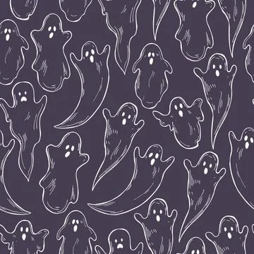 Cute halloween  ghosts . Vector pattern. Illustrazione stock