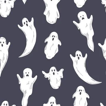 Cute halloween  ghosts . Vector pattern. Illustrazione stock