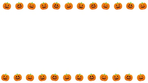 Cute Halloween Jack o Lantern Pumpkin Frame Border Scrolling on White Background Stock-Footage 344734838
