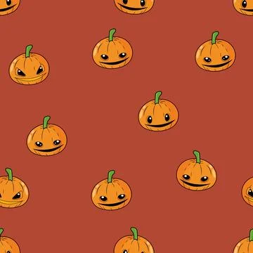 Cute Halloween Pumpkin Seamless Pattern Stock Illustration